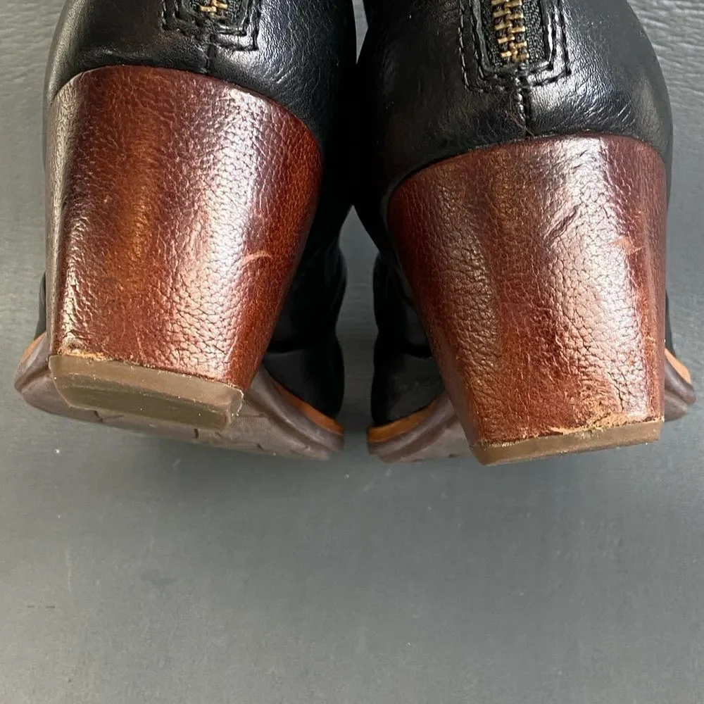 Kork-Ease Kissel Black Ruched Leather ankle Bootie s womens size  9.5